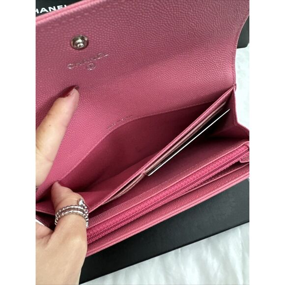 CHANEL Pink Caviar Leather Flap Wallet W/box - Picture 9 of 16